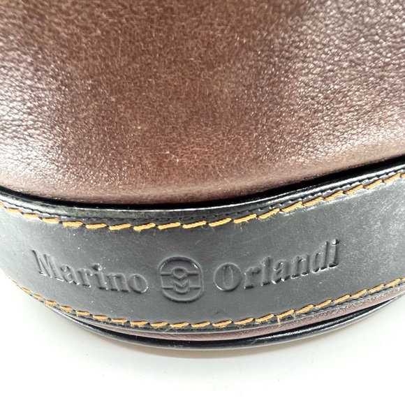 Marino Orlando Leather Brown With Black Trim Shoulder Sling Bag Adjustable Strap - Picture 5 of 8